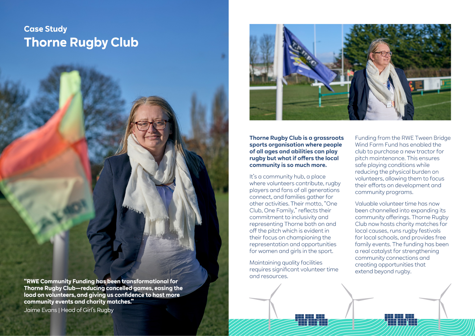 Case study titled Thorne Rugby Club with child holding flag