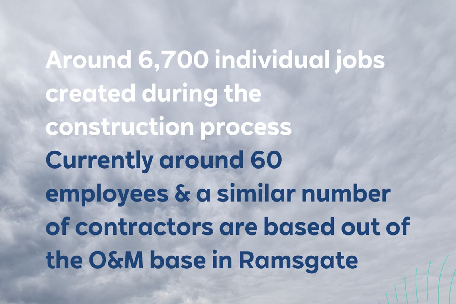 Overview of job creation highlighting 6,700 jobs during construction, with 60 employees at the Ramsgate O&M base.