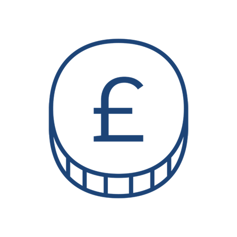 Navy graphic shows a round circle with blue pound sign in the middle