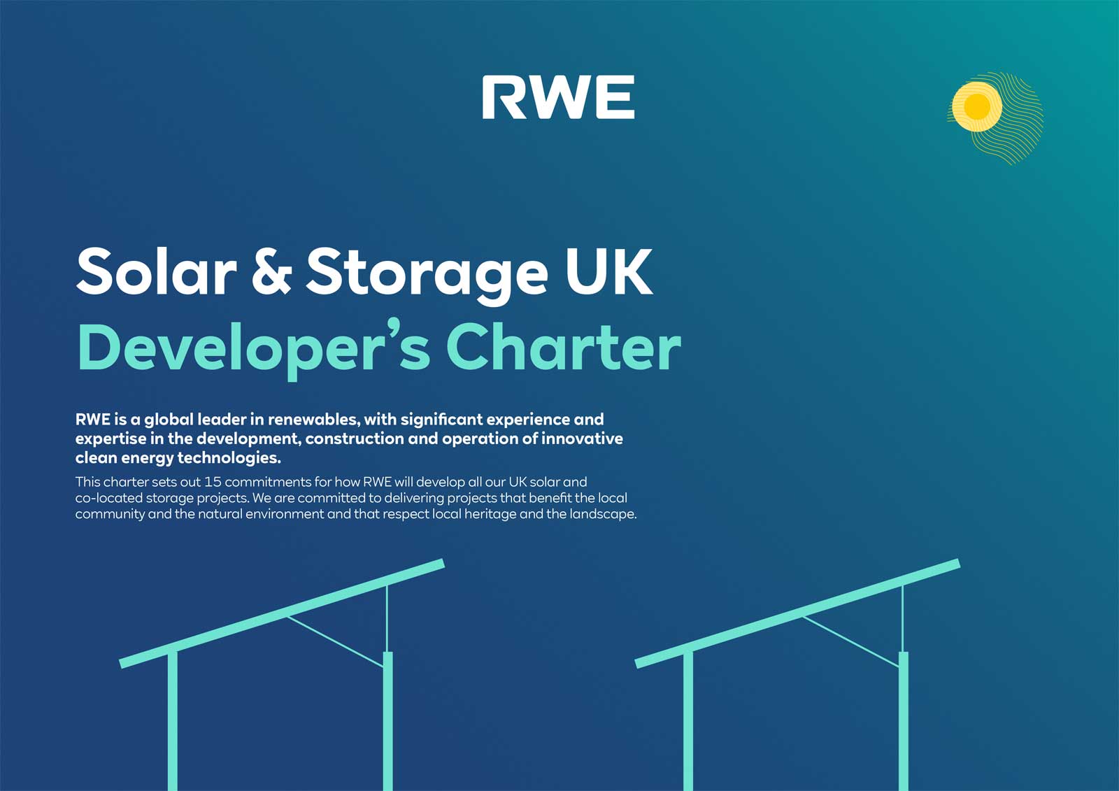 RWE Solar & Storage UK Developer's Charter document outlining commitments to local communities and environment in renewable energy projects.