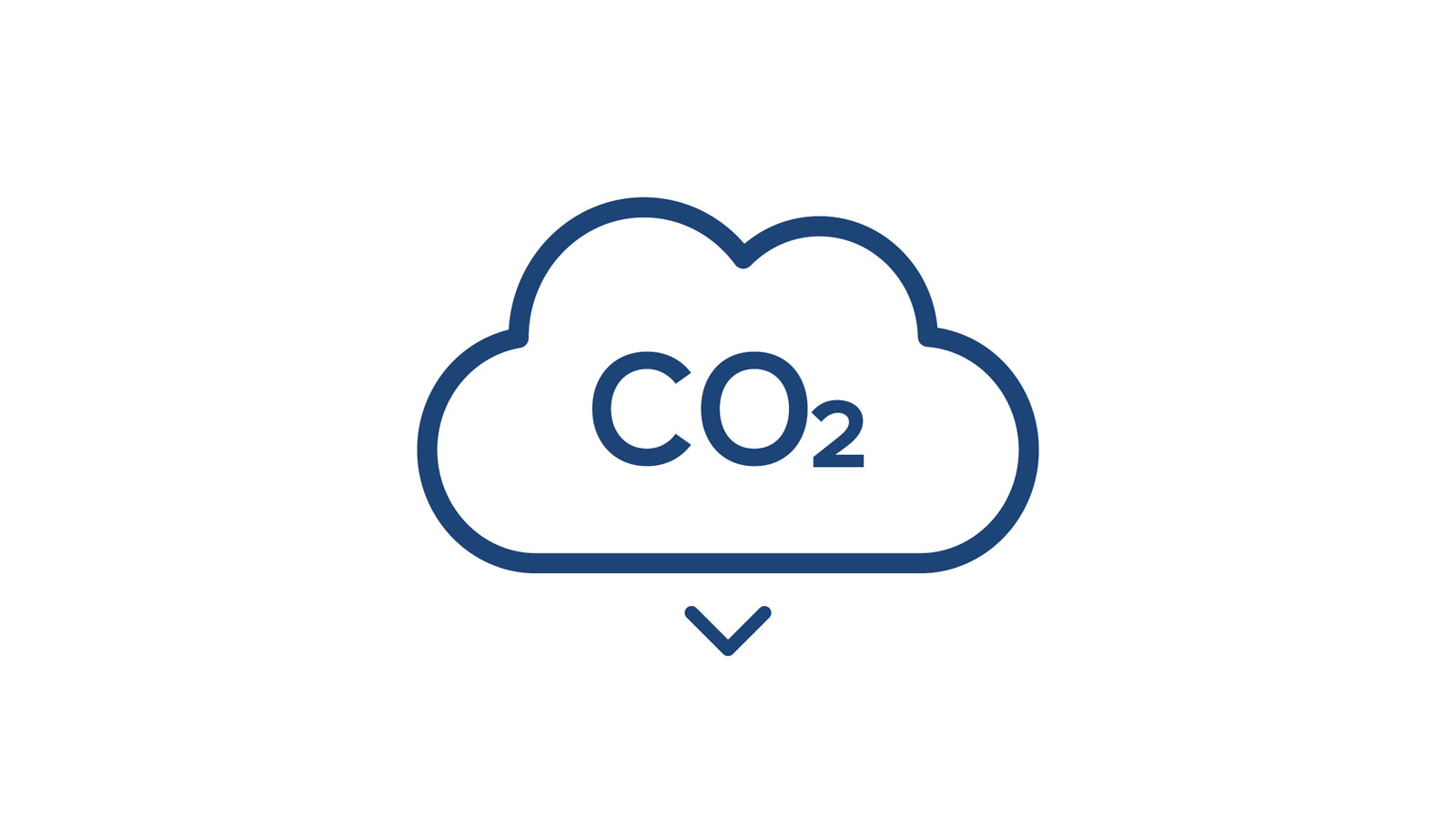 A blue cloud icon displaying CO2, indicative of carbon dioxide emissions.