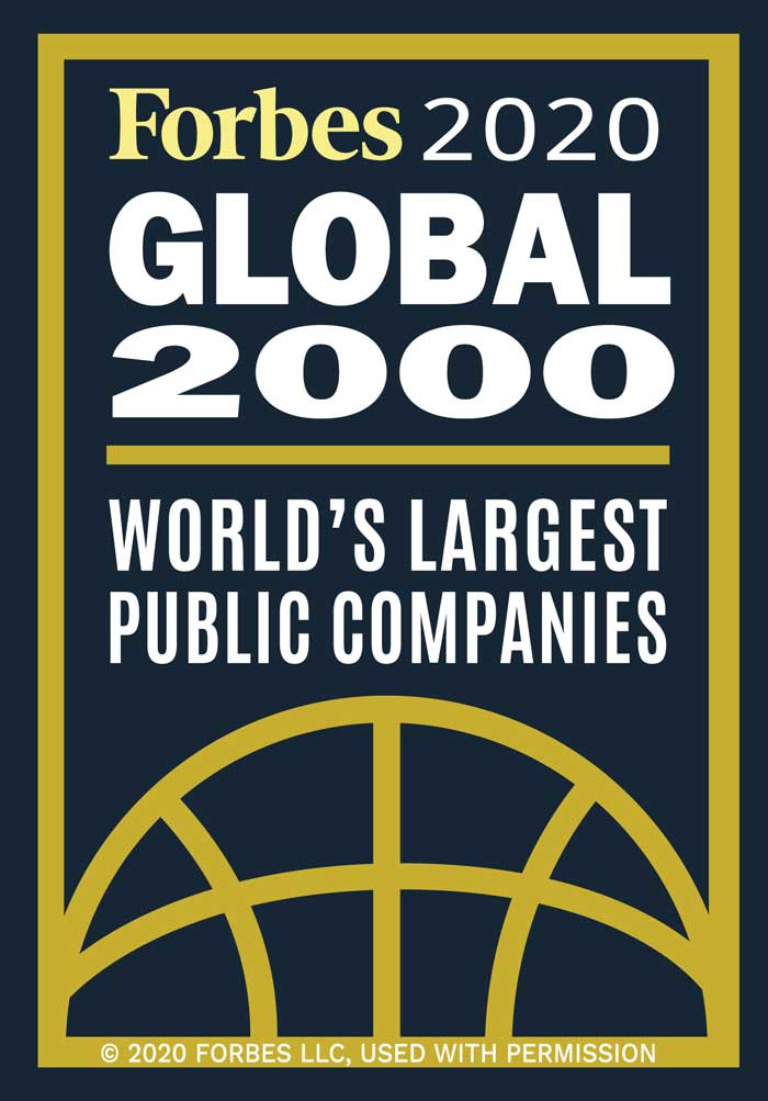 Forbes 2020 Global 2000, the world's largest public companies.