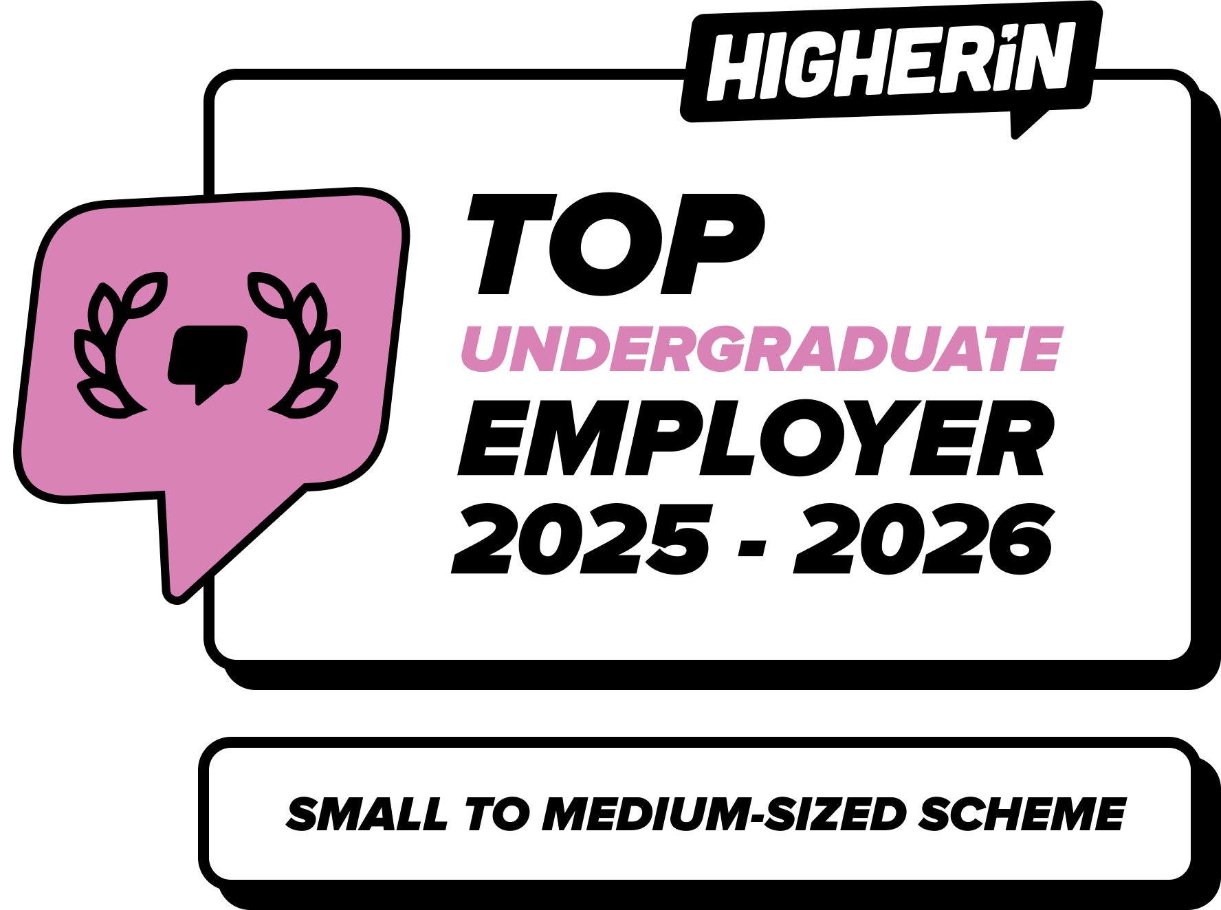 The image displays an award label reading 'TOP UNDERGRADUATE EMPLOYER 2025 - 2026'.
